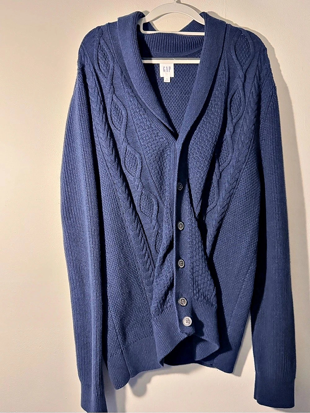 Gap Men’s Navy Blue Cable Knit Cardigan XL